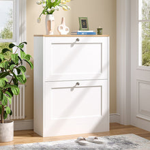 Load image into Gallery viewer, Livingandhome Wooden 2 Drawer Flip Down Shoe Cabinet