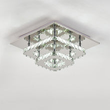 Load image into Gallery viewer, Modern Square Tiered Crystal Ceiling Light Ceiling Light Living and Home W 30 x L 30 x H 12 cm Non-Dimmable White Glow