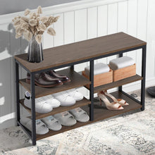 Load image into Gallery viewer, Multi-tiered Shoe Rack Bench in Walnut Living and Home