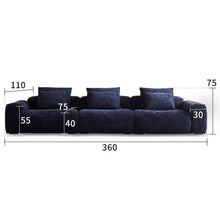 Load image into Gallery viewer, Cottonfy Tofu Block Vintage Chenille Fabric Sofa Stain Resistant Navy Blue Cottonfy UK