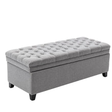 Load image into Gallery viewer, Livingandhome Linen Padded Cushion Bed End Bench Storage Seat, ZH0530 Living and Home