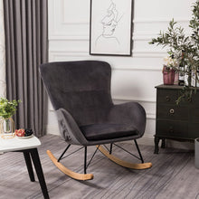 Load image into Gallery viewer, Grey Linen Cushion Rocking Chair Living and Home