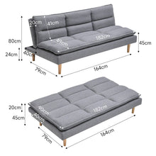 Load image into Gallery viewer, 182cm Grey Fabric 3 Seater Sofa Bed Sleeper Sofa Beds Living and Home
