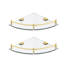 Load image into Gallery viewer, 1 Tier Bathroom Glass Corner Shelf Wall Mounted Set of 2