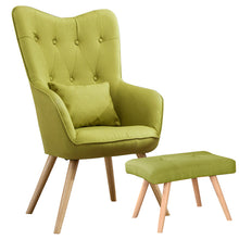 Load image into Gallery viewer, Classic Linen Oak Wood Legs Leisure Armchair with Cushion and Footstool