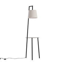 Load image into Gallery viewer, Metal Tray Table Floor Lamp with Linen Lampshade