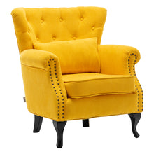 Load image into Gallery viewer, Upholstered Nail Head Modern Buttoned Armchair with Lumbar Pillow and Cushion