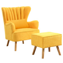 Load image into Gallery viewer, Faux Wool Upholstered Armchair and Footstool