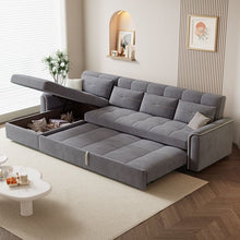 Load image into Gallery viewer, Cottonfy Multifunctional Mint Velvet Pull Out Chaise Sofa Bed with Storage Cottonfy UK