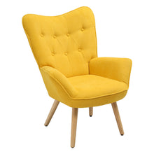Load image into Gallery viewer, Tufted Button Linen Armchair with Wooden Legs