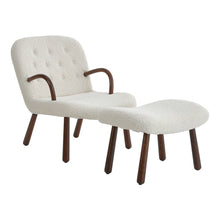 Load image into Gallery viewer, Sherpa Fleece Single Sofa and Footstool Set with Wooden Legs