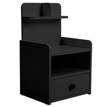 Load image into Gallery viewer, Minimalist Black Wooden Bedside Table with Drawers Cabinets Living and Home