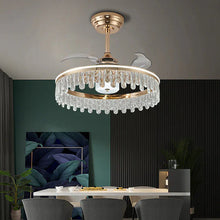 Load image into Gallery viewer, Lightsin 60cm Modern Gold Crystal Ceiling Fan Light Lightsin UK