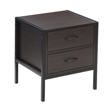 Load image into Gallery viewer, Retro Style Wooden Bedside Cabinet Metal Frame Nightstand with 2 Drawers Cabinets Living and Home