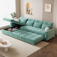 Load image into Gallery viewer, Cottonfy Multifunctional Mint Velvet Pull Out Chaise Sofa Bed with Storage Cottonfy UK Corner-2 Full-Paid