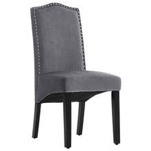 Load image into Gallery viewer, Set of 2 Grey Velvet High Back Dinning Chair