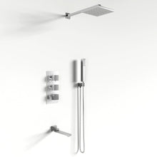 Load image into Gallery viewer, Chrome Square/Tound Thermostatic Shower Mixer Set Bathroom Shower Living and Home