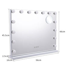 Load image into Gallery viewer, USB White Rectangle Tabletop Hollywood LED Vanity Mirror-58x48cm LED Make Up Mirrors Living and Home
