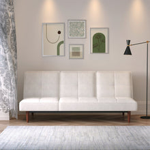 Load image into Gallery viewer, Faux Suede 3 Seater Upholstered Sofa Bed with Wood Legs Living and Home Creamy-white