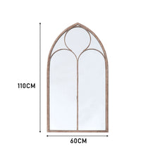 Load image into Gallery viewer, Distressed Gold Arched Window Wall Mirror with Iron Frame Wall Mirrors Living and Home
