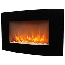 Load image into Gallery viewer, 35 Inch Wall Mounted Curved LED Electric Fireplace Tempered Glass Black Fireplaces Living and Home