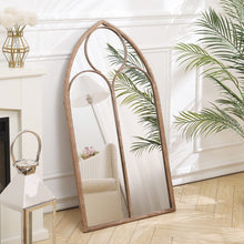 Load image into Gallery viewer, Distressed Gold Arched Window Wall Mirror with Iron Frame Wall Mirrors Living and Home