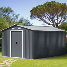 Load image into Gallery viewer, Livingandhome 12 x 10ft Metal Garden Shed with Foundation - Dark Grey