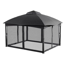 Load image into Gallery viewer, Refined Deep Gray Metal Pergola with Enclosed Mesh Drapes Living and Home