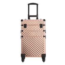 Load image into Gallery viewer, 3 in 1 Rose Gold/Black Portable Cosmetic Travel Case with Wheels Makeup Organizers Living and Home