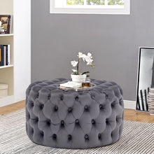 Load image into Gallery viewer, Round Velvet Upholstered Buttoned Footstool Living and Home