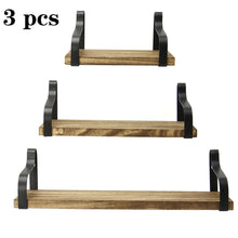 Load image into Gallery viewer, 3Pcs Rustic Metal Wood Floating Shelf Brackets Living and Home