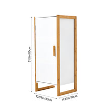 Load image into Gallery viewer, Single-door Freestanding Bamboo Frame MDF Bathroom Cabinet