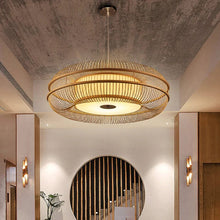 Load image into Gallery viewer, Lightsin Drum-Shaped Hanging LED Bamboo Pendant Light Lightsin UK