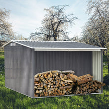 Load image into Gallery viewer, Livingandhome Garden Metal Storage Shed with Log Storage