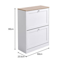 Load image into Gallery viewer, Livingandhome Wooden 2 Drawer Flip Down Shoe Cabinet
