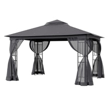Load image into Gallery viewer, Premium Iron Outdoor Pergola with Sheer Charcoal Gray Screens Living and Home