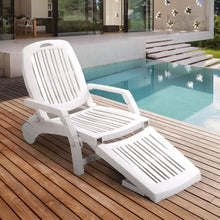 Load image into Gallery viewer, 193cm D Outdoor Folding Lounge Chair Recliner with Wheels Sunloungers Living and Home