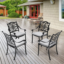 Load image into Gallery viewer, 4Pcs Aluminum Outdoor Patio Dining Armchair with Thick Cushions Patio Side Chairs Living and Home