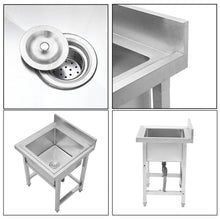 Load image into Gallery viewer, Commercial Kitchen Sink Stainless Steel Wash Basin with Single Bowl Kitchen Sink Living and Home