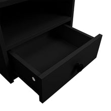 Load image into Gallery viewer, Minimalist Black Wooden Bedside Table with Drawers Cabinets Living and Home