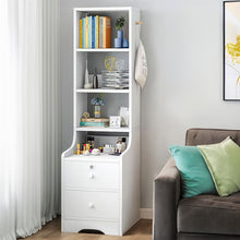 Load image into Gallery viewer, White Slim Storage Shelving Unit with Lockable Drawer