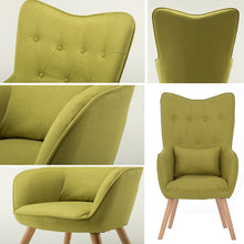 Load image into Gallery viewer, Classic Linen Oak Wood Legs Leisure Armchair with Cushion and Footstool