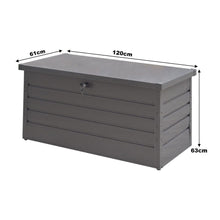 Load image into Gallery viewer, 350L Grey Metal Outdoor Garden Storage Box Lockable Garden Storage Boxes Living and Home