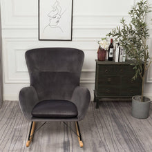 Load image into Gallery viewer, Grey Linen Cushion Rocking Chair Living and Home