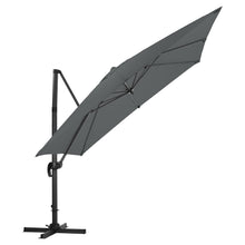Load image into Gallery viewer, Dark Grey 3 x 3 m Square Cantilever Parasol Outdoor Hanging Umbrella for Garden and Patio Parasols Living and Home Parasol + Cross Base