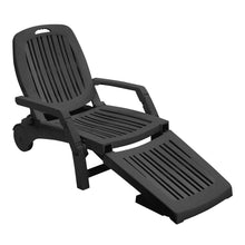 Load image into Gallery viewer, 193cm D Outdoor Folding Lounge Chair Recliner with Wheels Sunloungers Living and Home Black