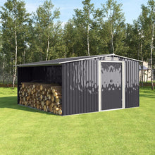 Load image into Gallery viewer, Livingandhome Garden Metal Storage Shed with Log Storage