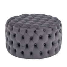 Load image into Gallery viewer, Round Velvet Upholstered Buttoned Footstool, JM1408 Living and Home