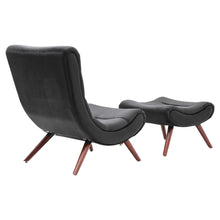 Load image into Gallery viewer, Black Modern Curved Velvet Lounge Chair with Footstool Lounge Chairs Living and Home