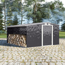 Load image into Gallery viewer, Livingandhome Garden Metal Storage Shed with Log Storage
